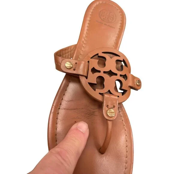 Tory Burch Miller wms brown leather thong sandals Sz 8.5M SKU 9925 - Picture 12 of 14